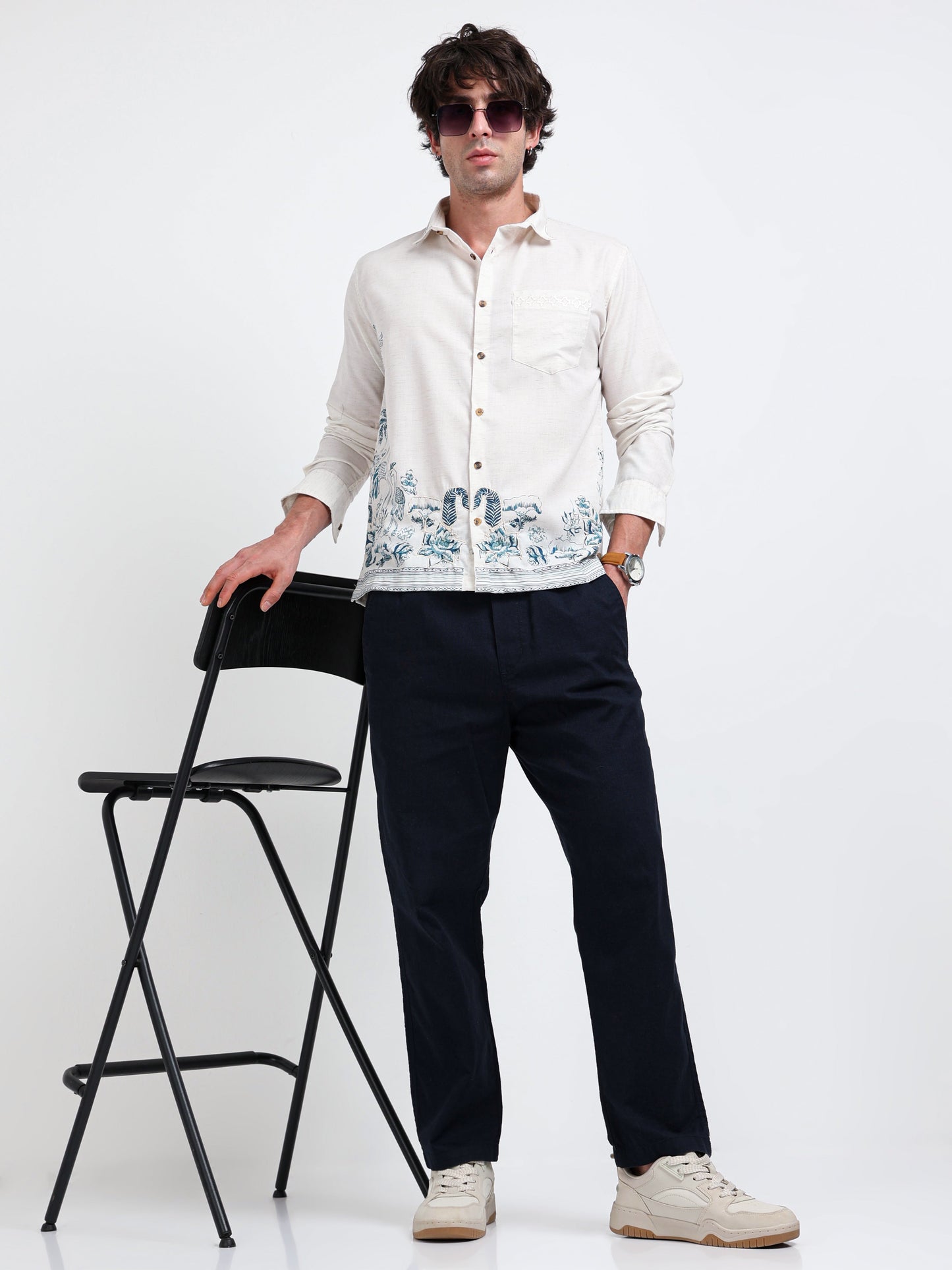 Artful Print Cotton Blend Shirt