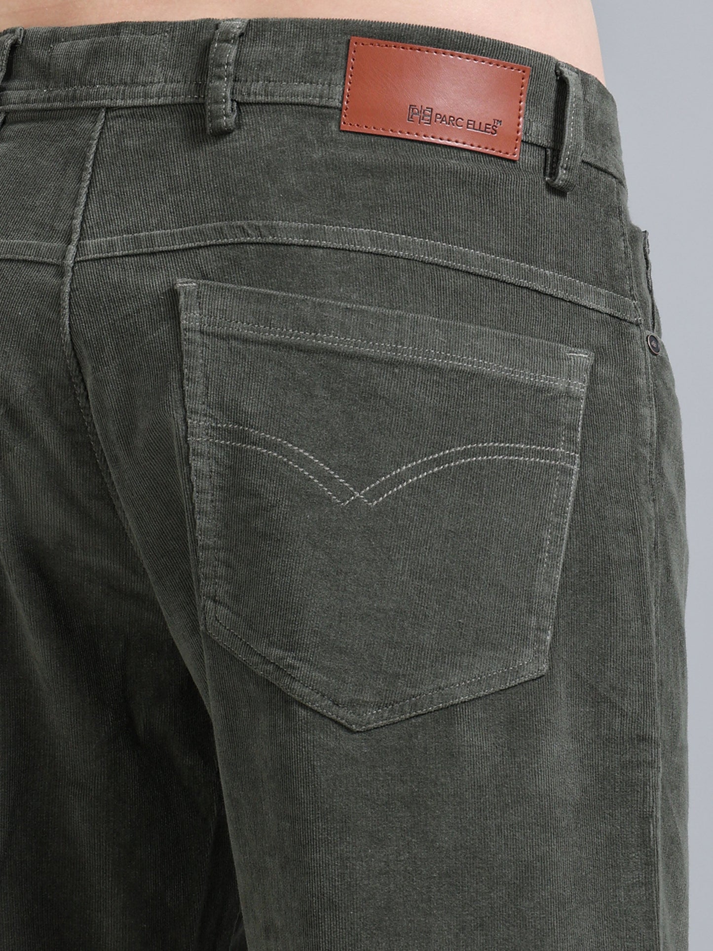 Men Corduroy Trousers-Olive