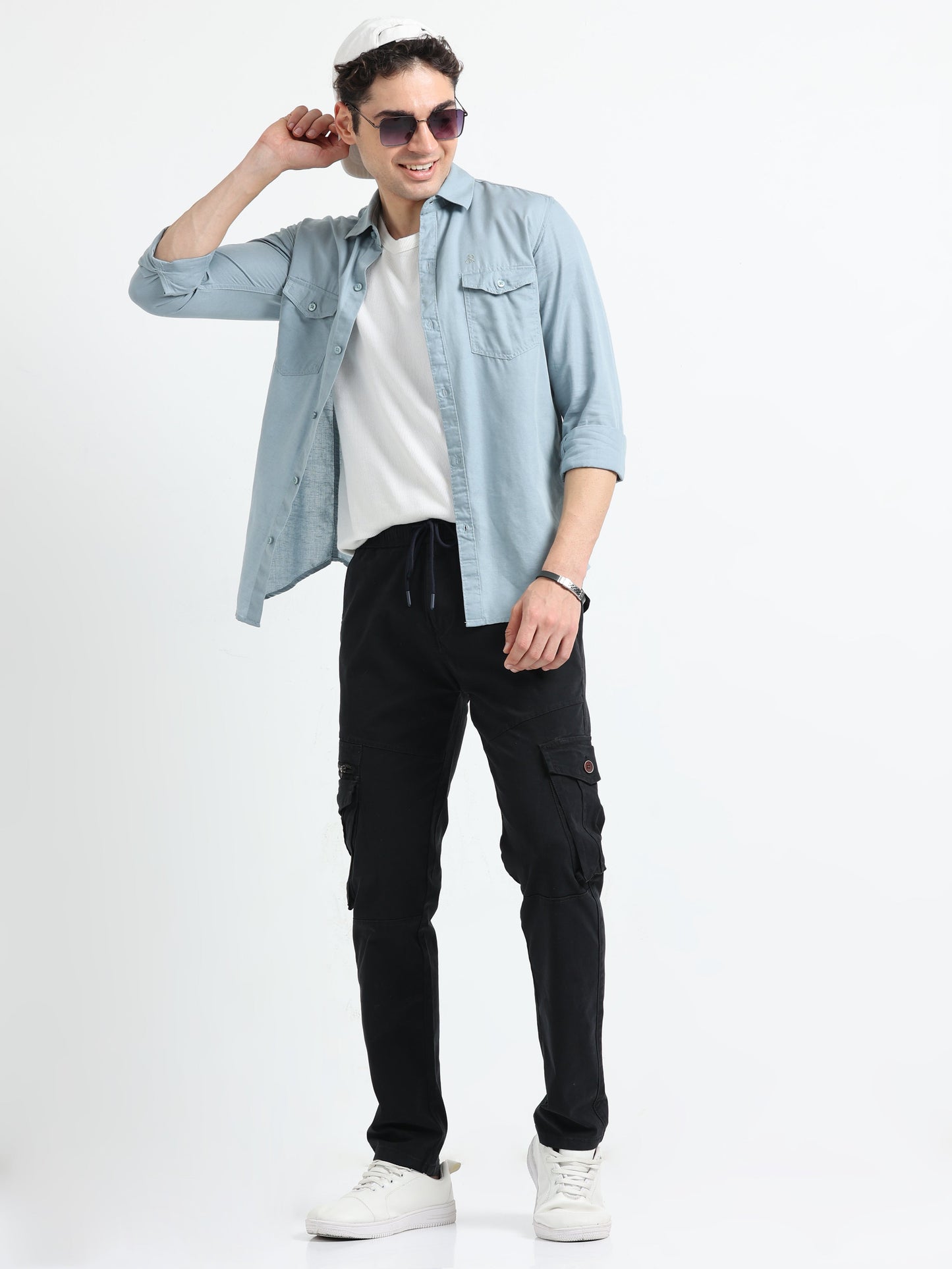 Men Zipper Cargo-Black