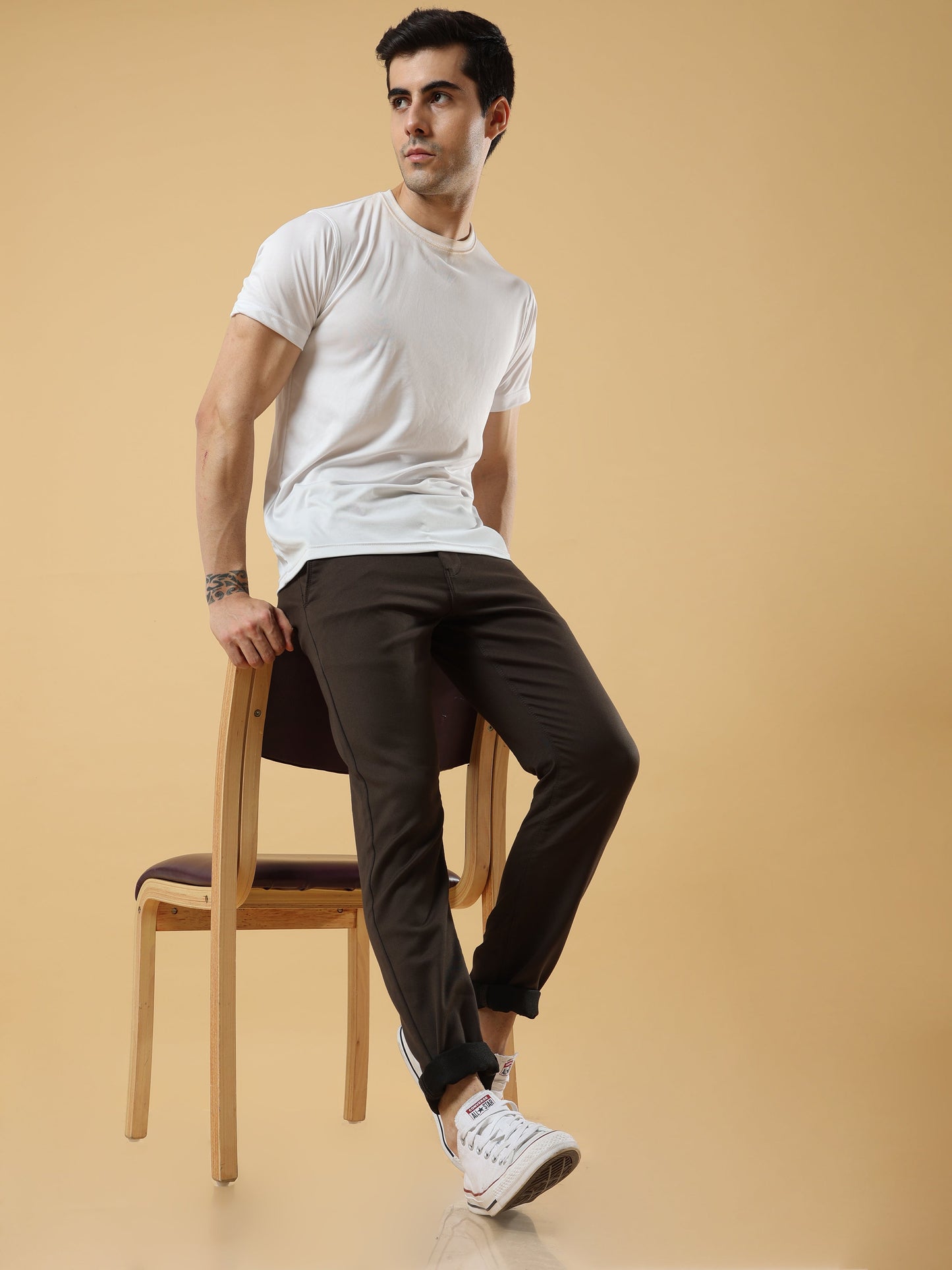 Double Cloth Cotton Caramel Brown Trouser