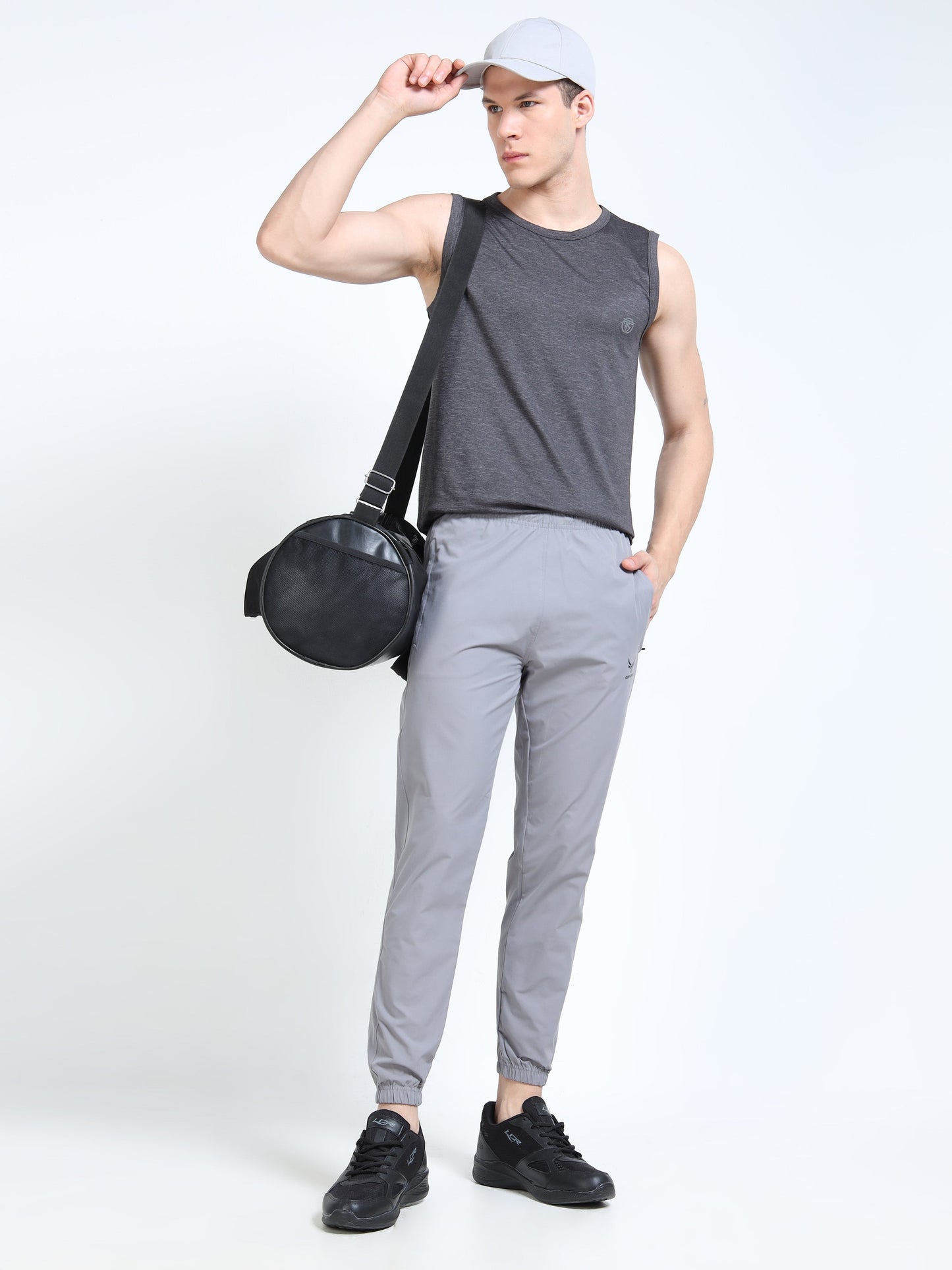 Men's Cool Grey Poly Woven Jogger Pants - Lightweight Comfort Fit