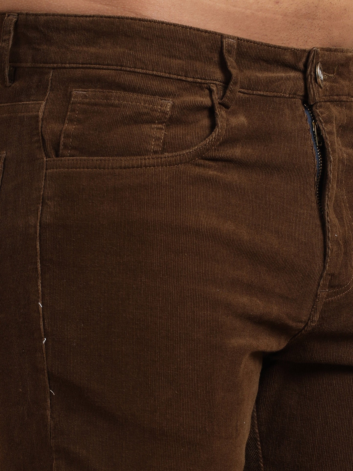 Men Corduroy Trousers-Coffee Brown