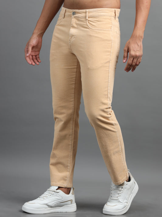 Trendy Corduroy Beige Pants Men