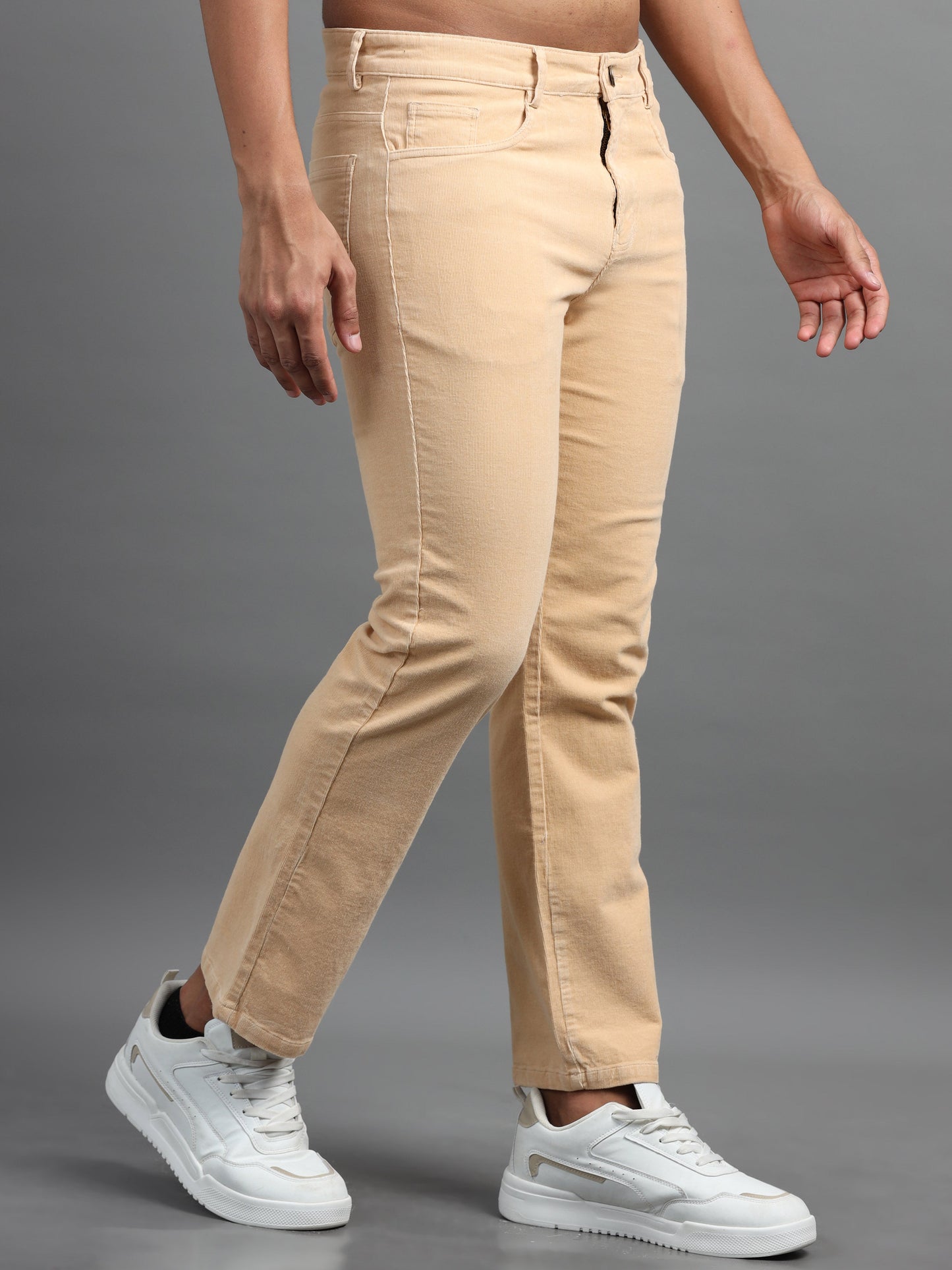 Men Corduroy Trousers-Beige