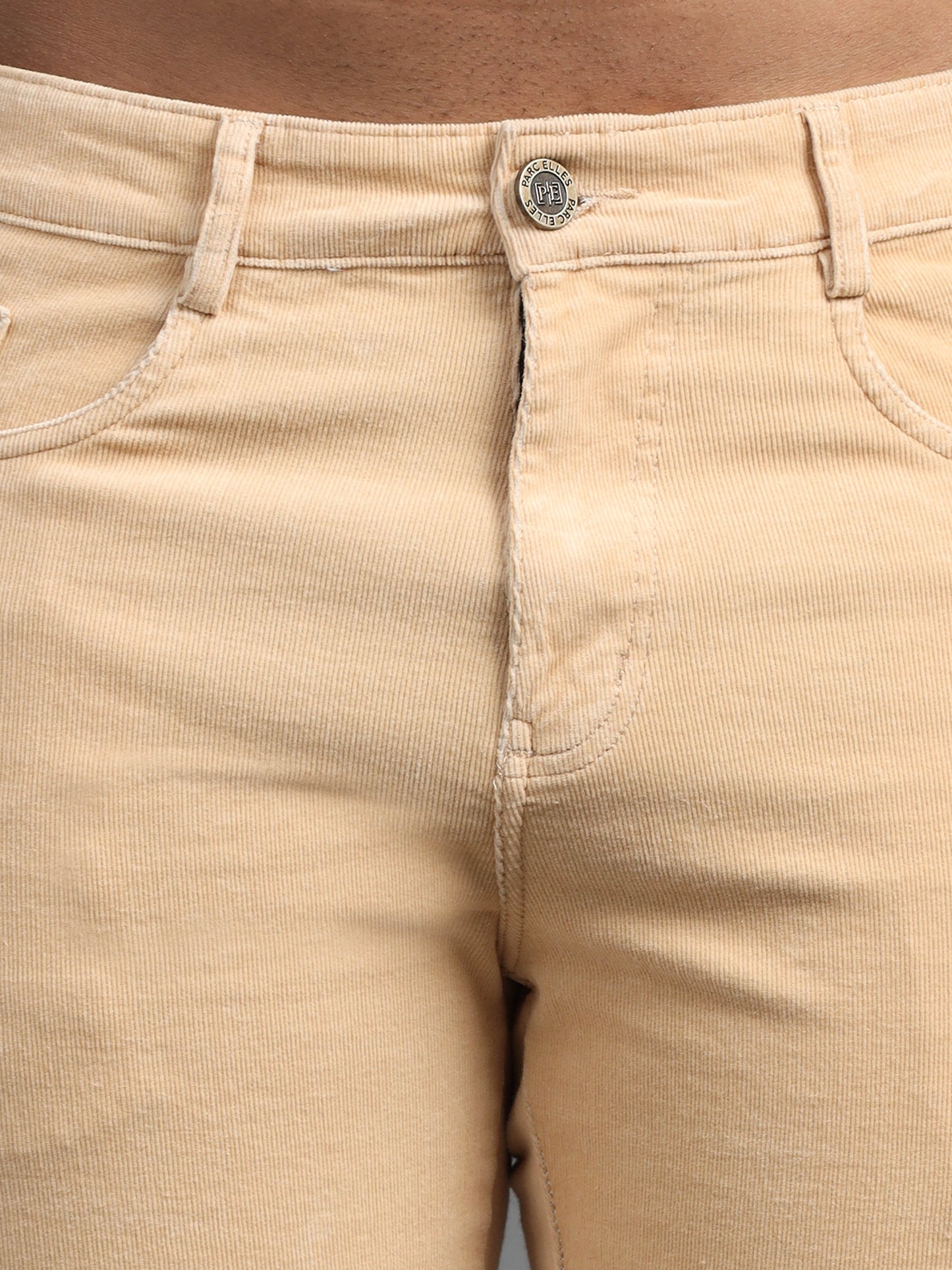 Men Corduroy Trousers-Beige