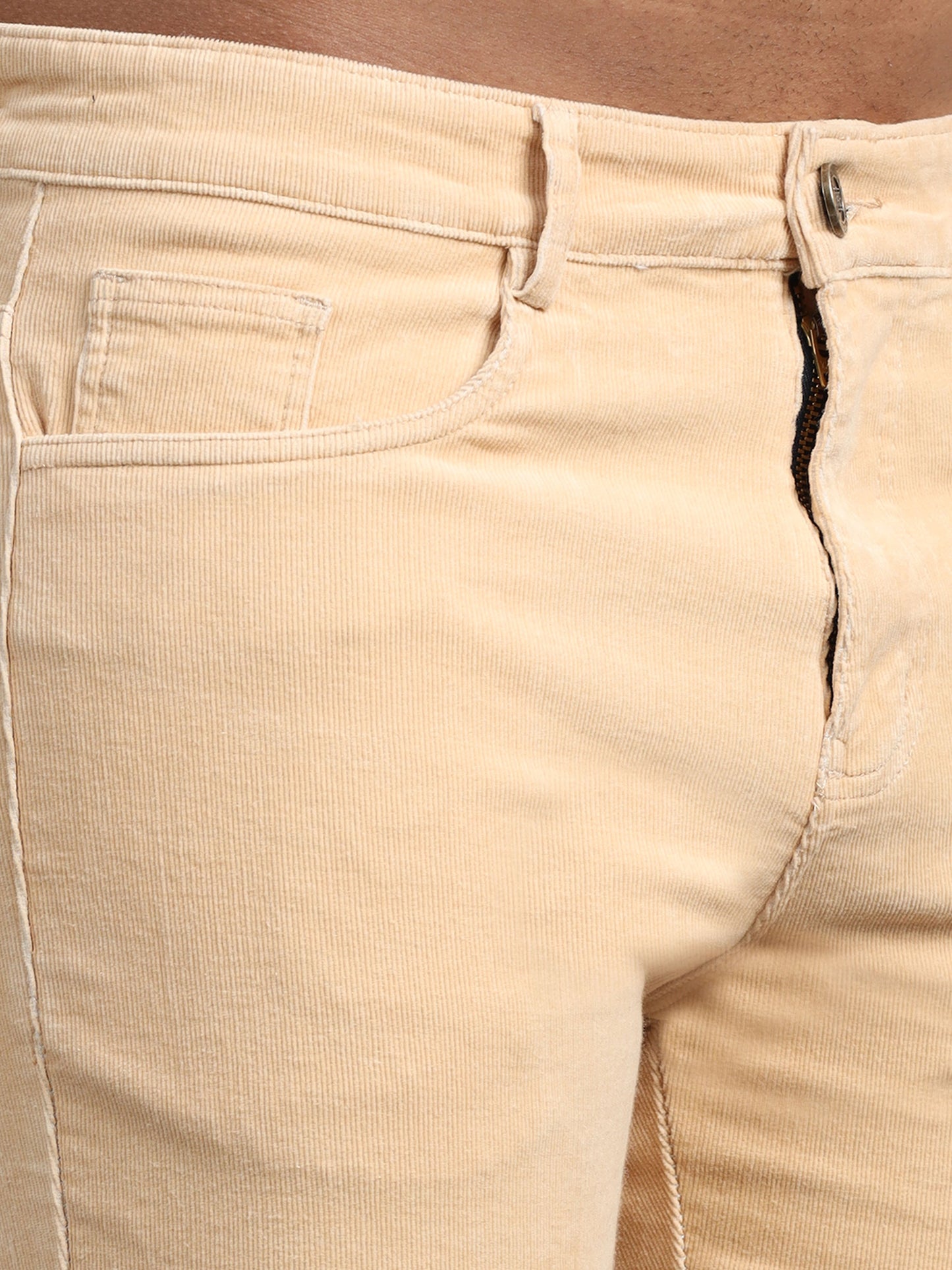 Men Corduroy Trousers-Beige
