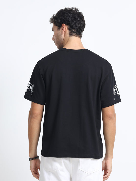 Black Oversized Bio Wash Terry