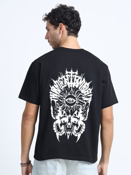 Black Oversized Bio Wash Terry