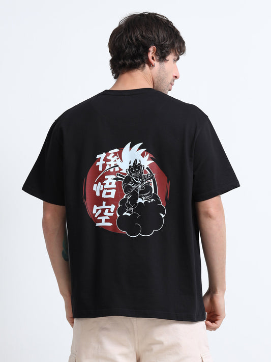 Black Oversized T-Shirt - 100% Cotton Bio Wash Terry