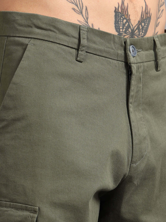 Finest Twill Baggy Fit Cargo In Olive