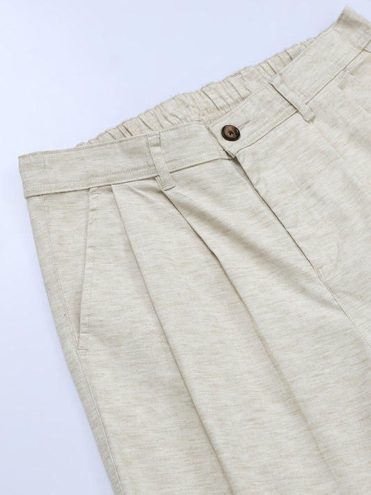 Versatile Pleated Trouser In Cream