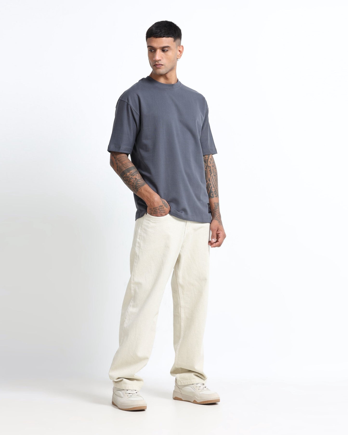 THE GROOVE Grey Basic Tee - Relaxed Fit