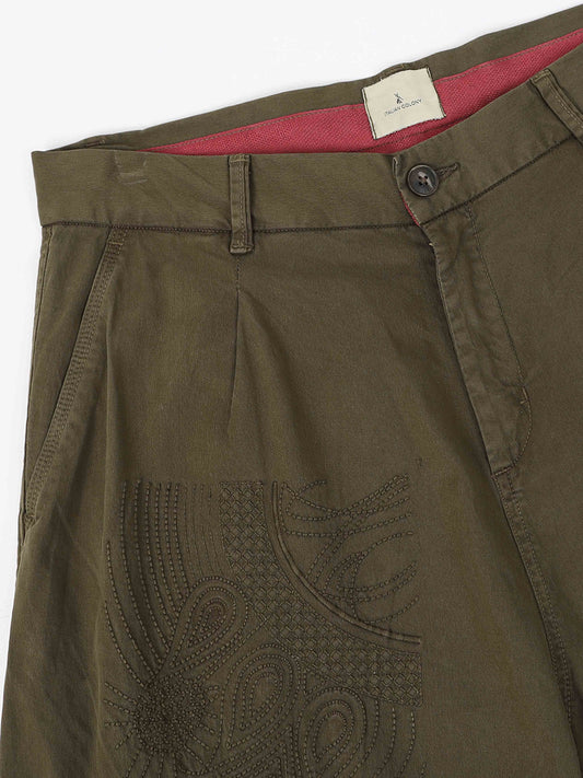 Battalion Embroidered Trouser In Olive