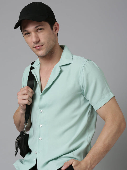 Men Hippie Oversized Shirt-Mint