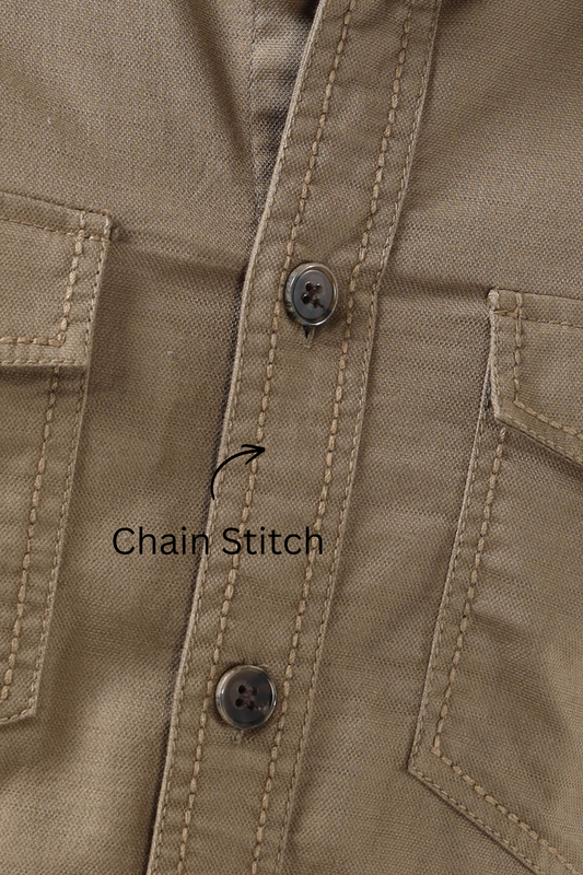 Men’s Brown Cotton Utility Casual Shirt with Dual Flap Pockets