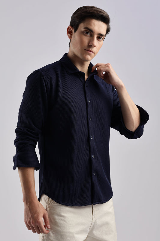 Men Knitted TXO Shirts-Navy