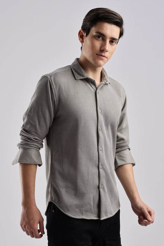Men Knitted TXO Shirts-Charcoal
