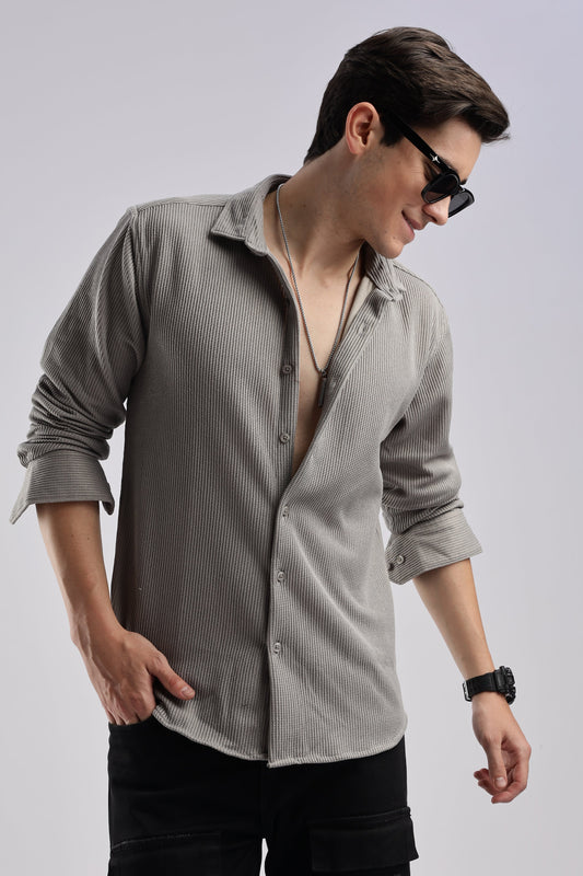 Men Knitted TXO Shirts-Charcoal