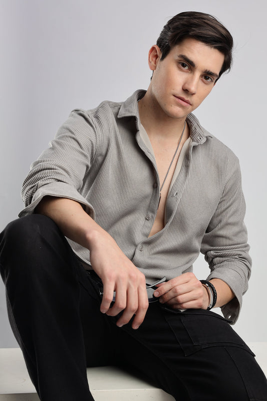 Men Knitted TXO Shirts-Grey