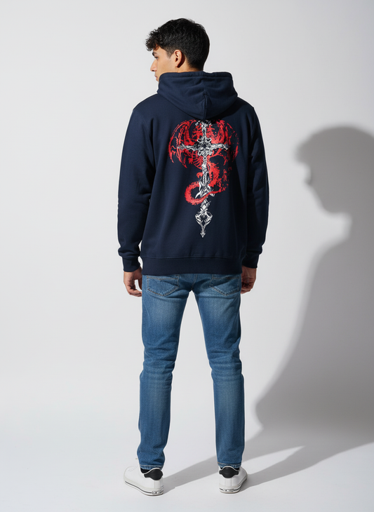 Navy Blue Hoodie Bio Wash Fleece