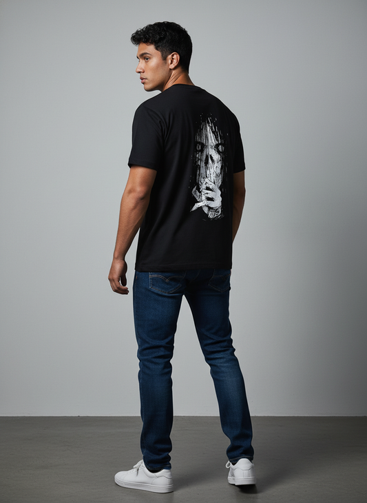 Black Oversized Bio Wash Terry