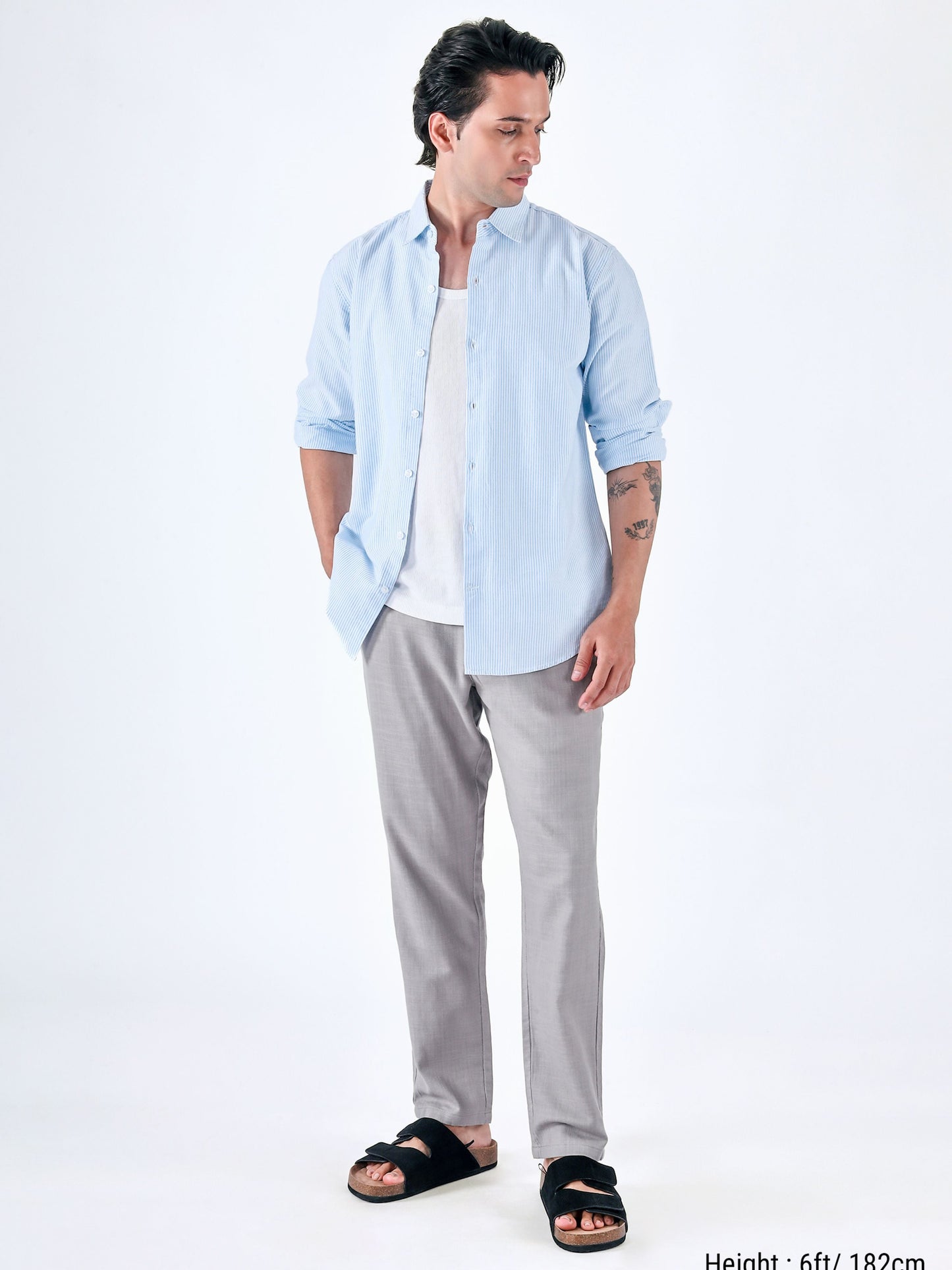 Premium Knitted Tailored Trousers In Grey