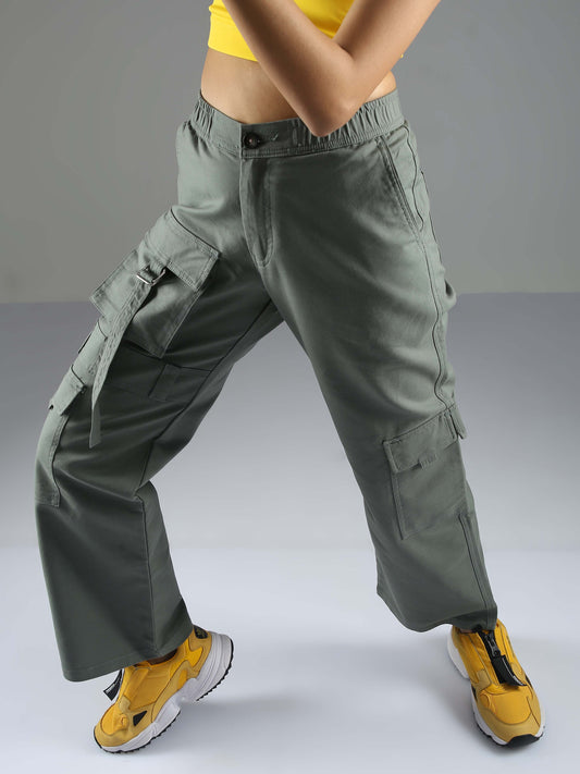 Olive Green Baggy Cargo Pants Womens
