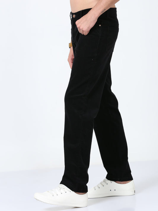 Trendy Black Corduroy Pants Mens