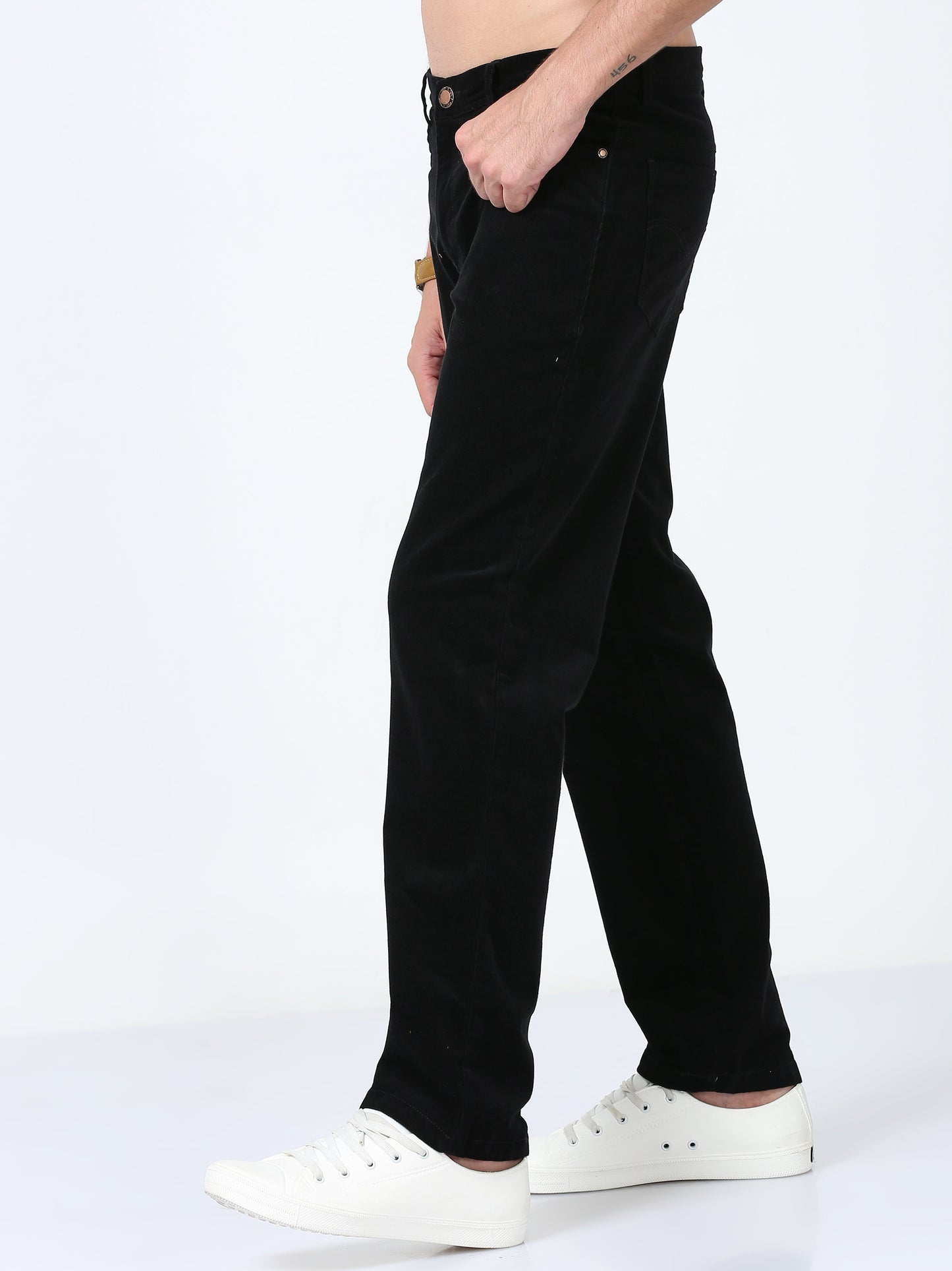 Men Corduroy Trousers-Black