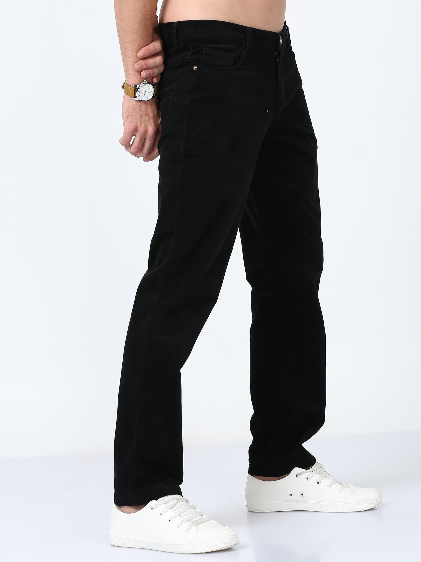 Men Corduroy Trousers-Black