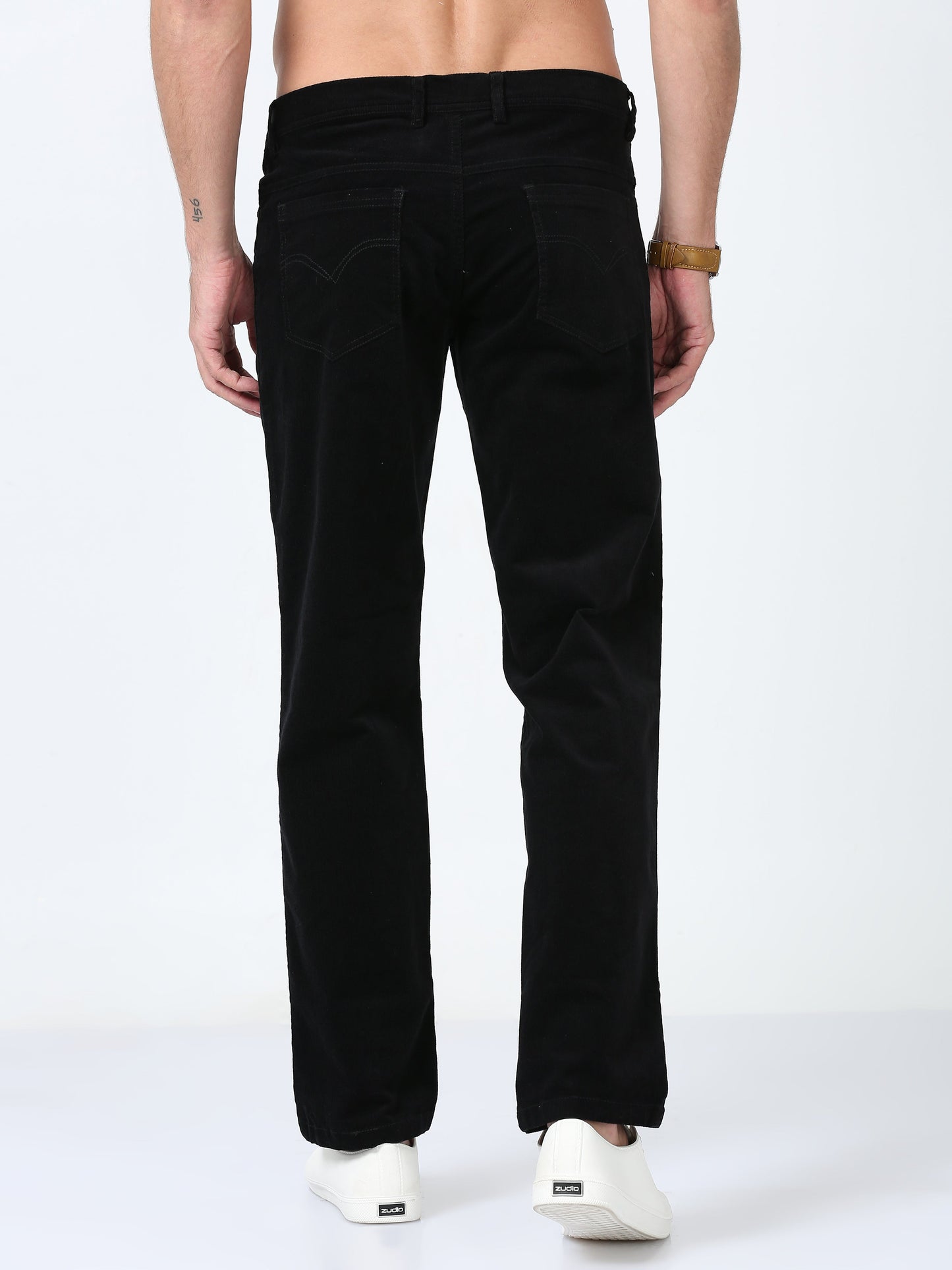 Men Corduroy Trousers-Black