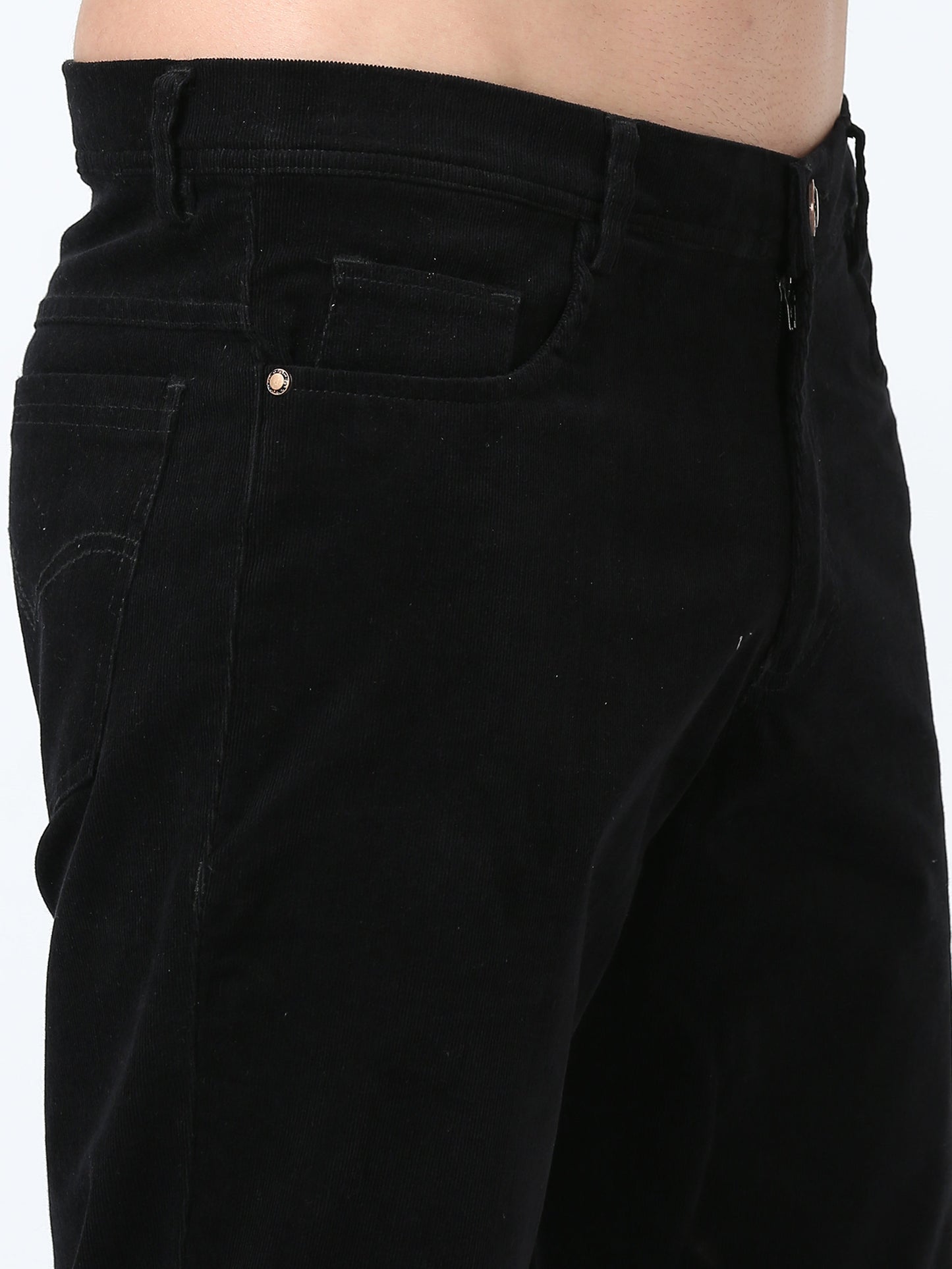 Men Corduroy Trousers-Black