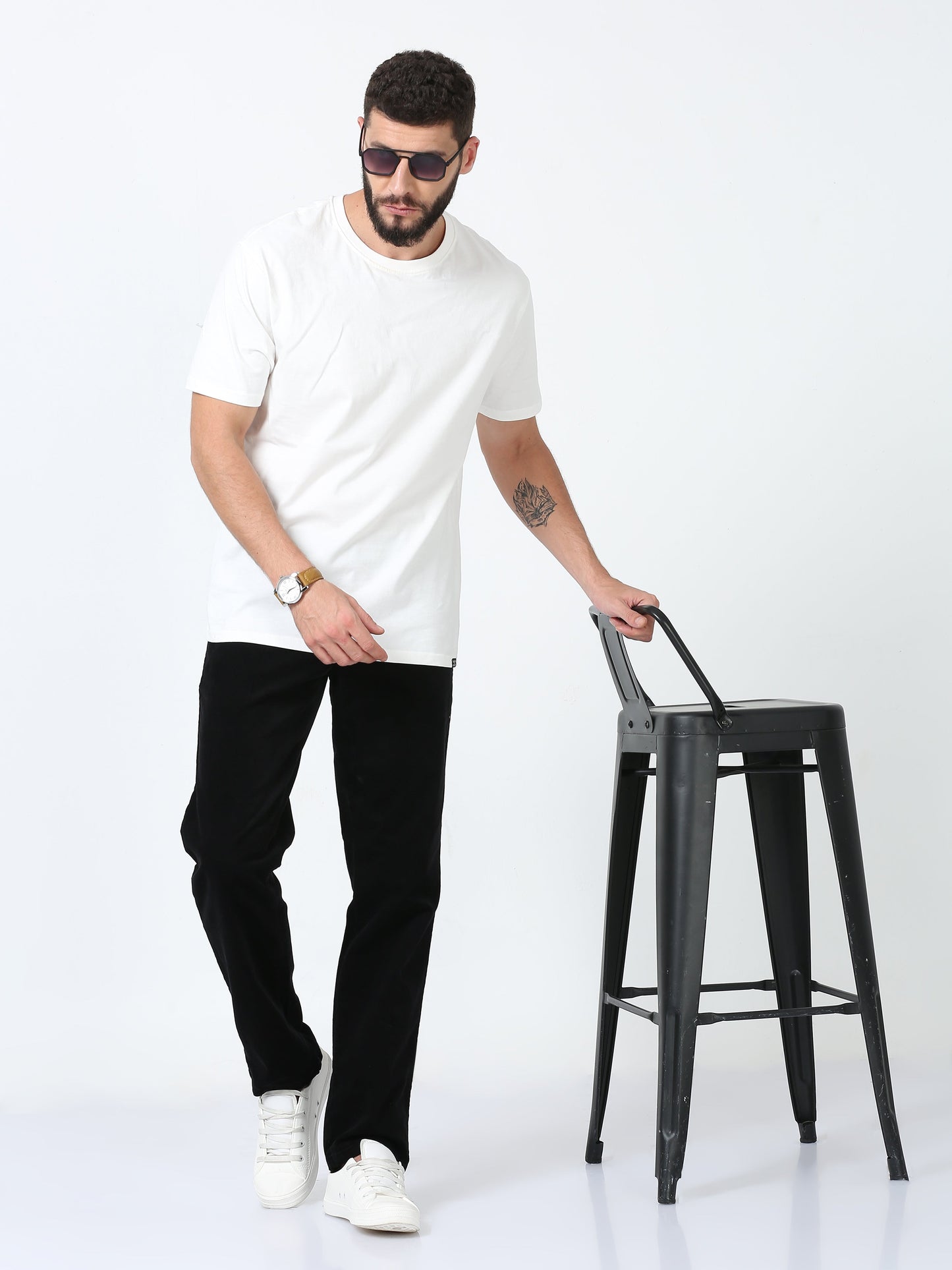 Trendy Black Corduroy Pants Mens