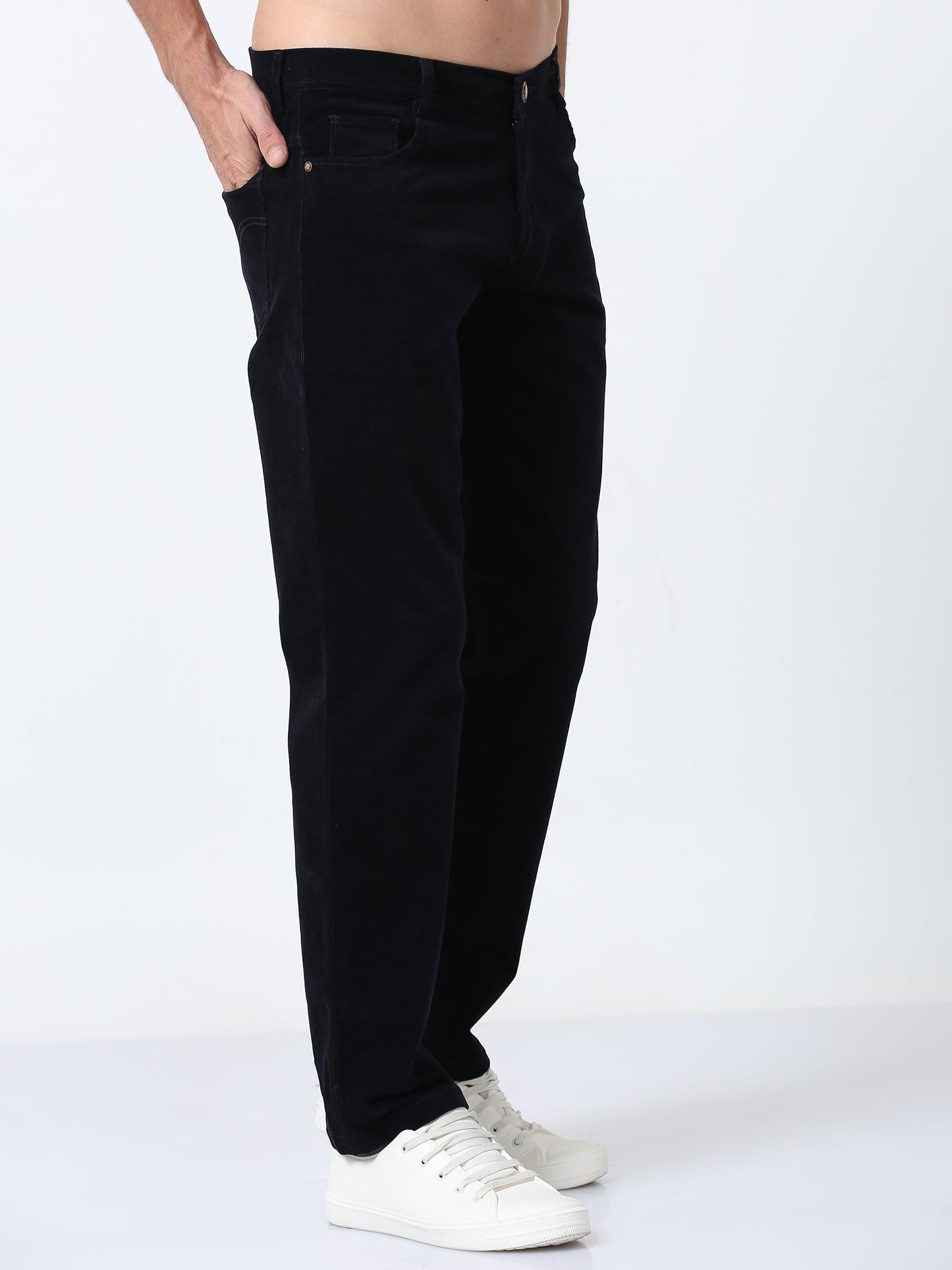 Men Corduroy Trousers-Navy