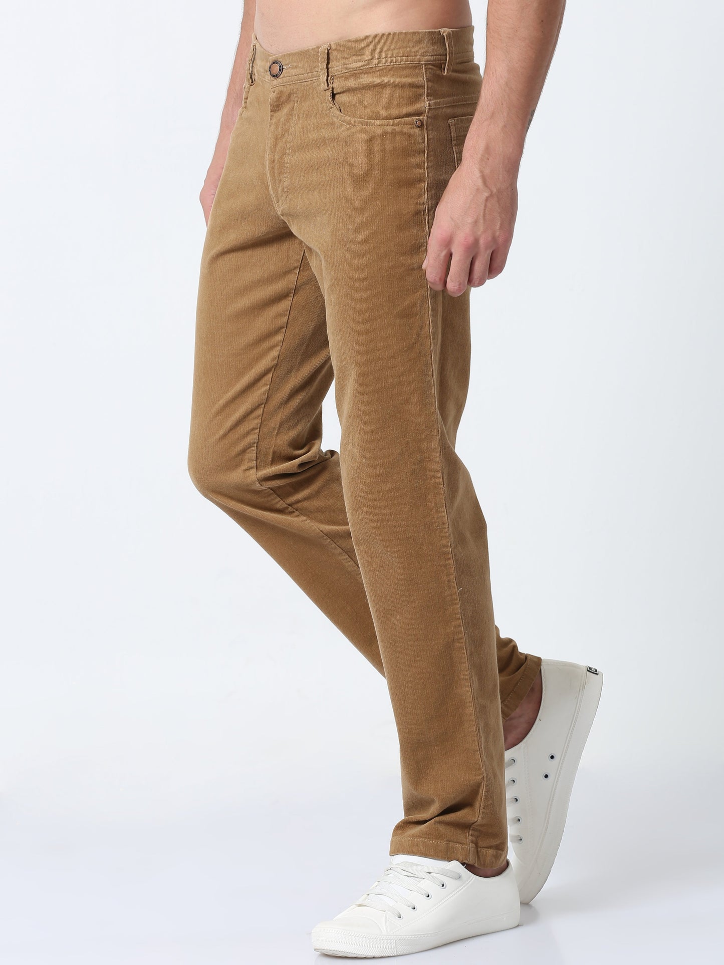 Men Corduroy Trousers-Light Khaki