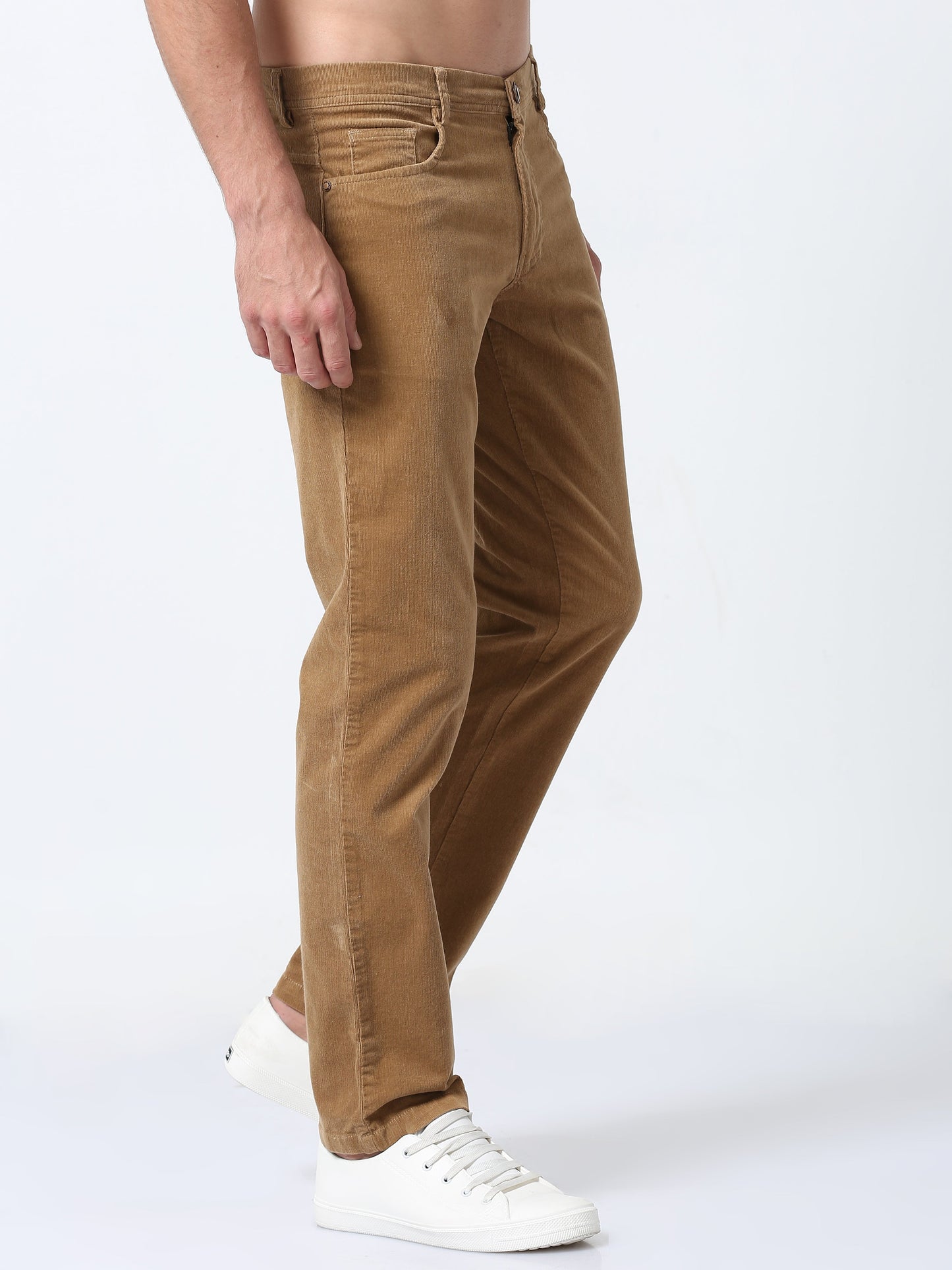 Men Corduroy Trousers-Light Khaki