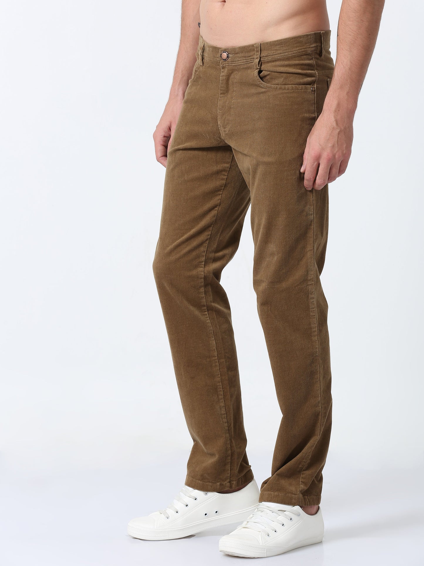 Men Corduroy Trousers-Khaki