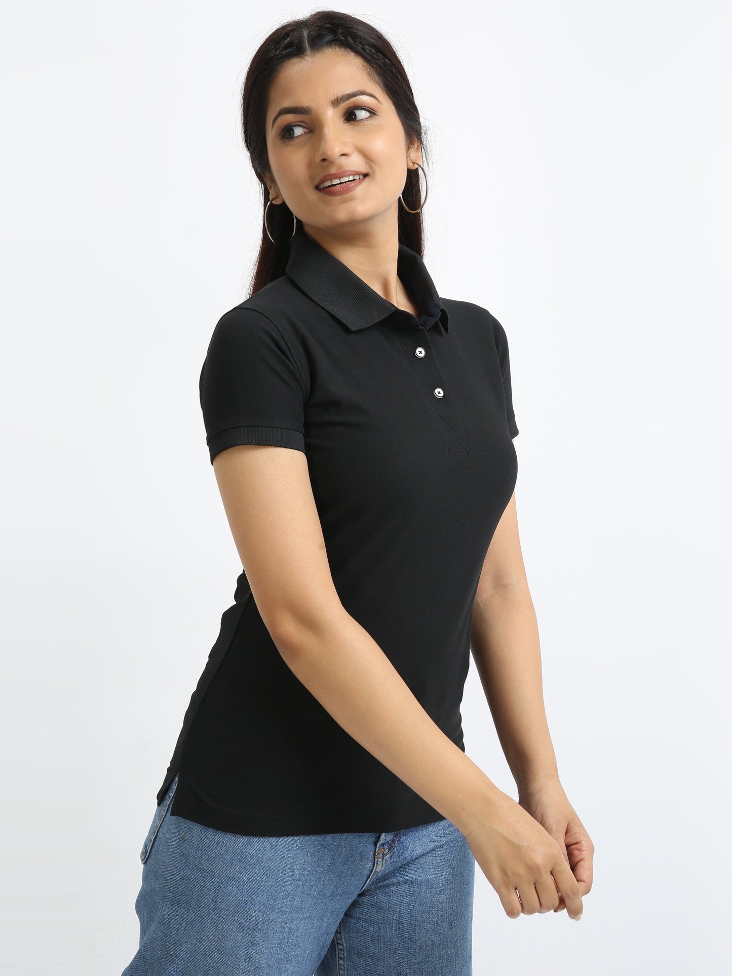 Black Women's Polo T-shirt