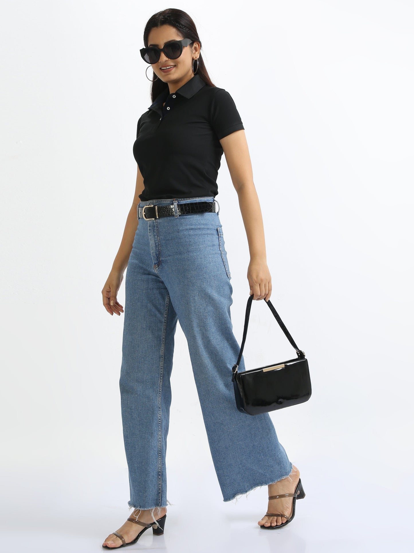 Black Women's Polo T-shirt