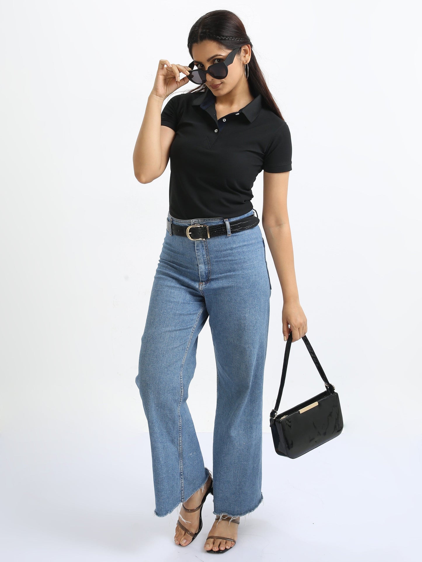 Black Women's Polo T-shirt
