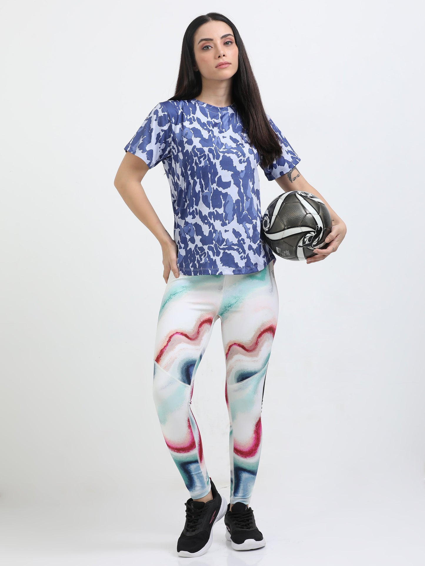 VerveFlex: Printed Legging With Mesh Panel Ankle length