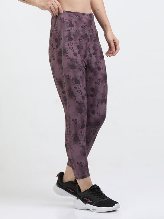 Sculptsonic: Wine Splatter printed legging - Ankle Length
