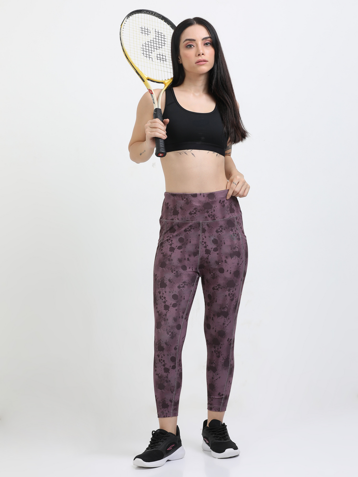 Sculptsonic: Wine Splatter printed legging - Ankle Length