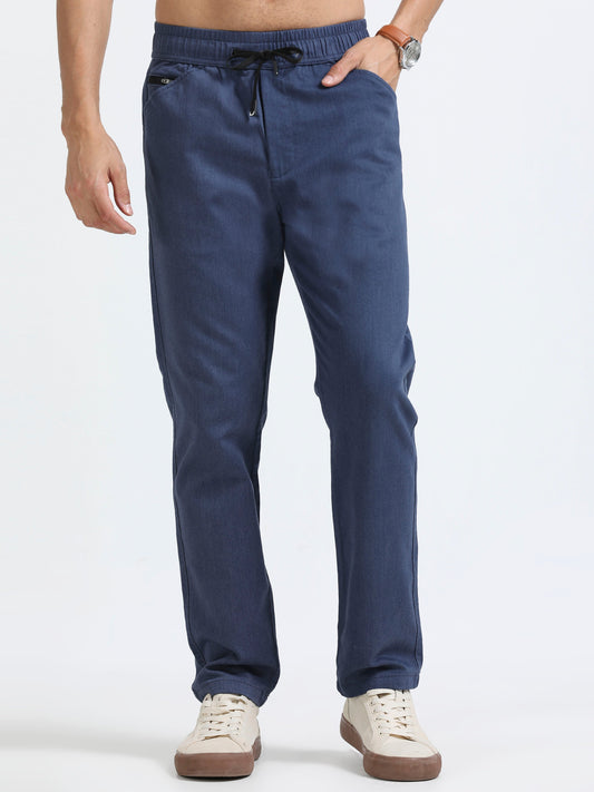 Men Relaxed Airport Traveller Trouser-Navy