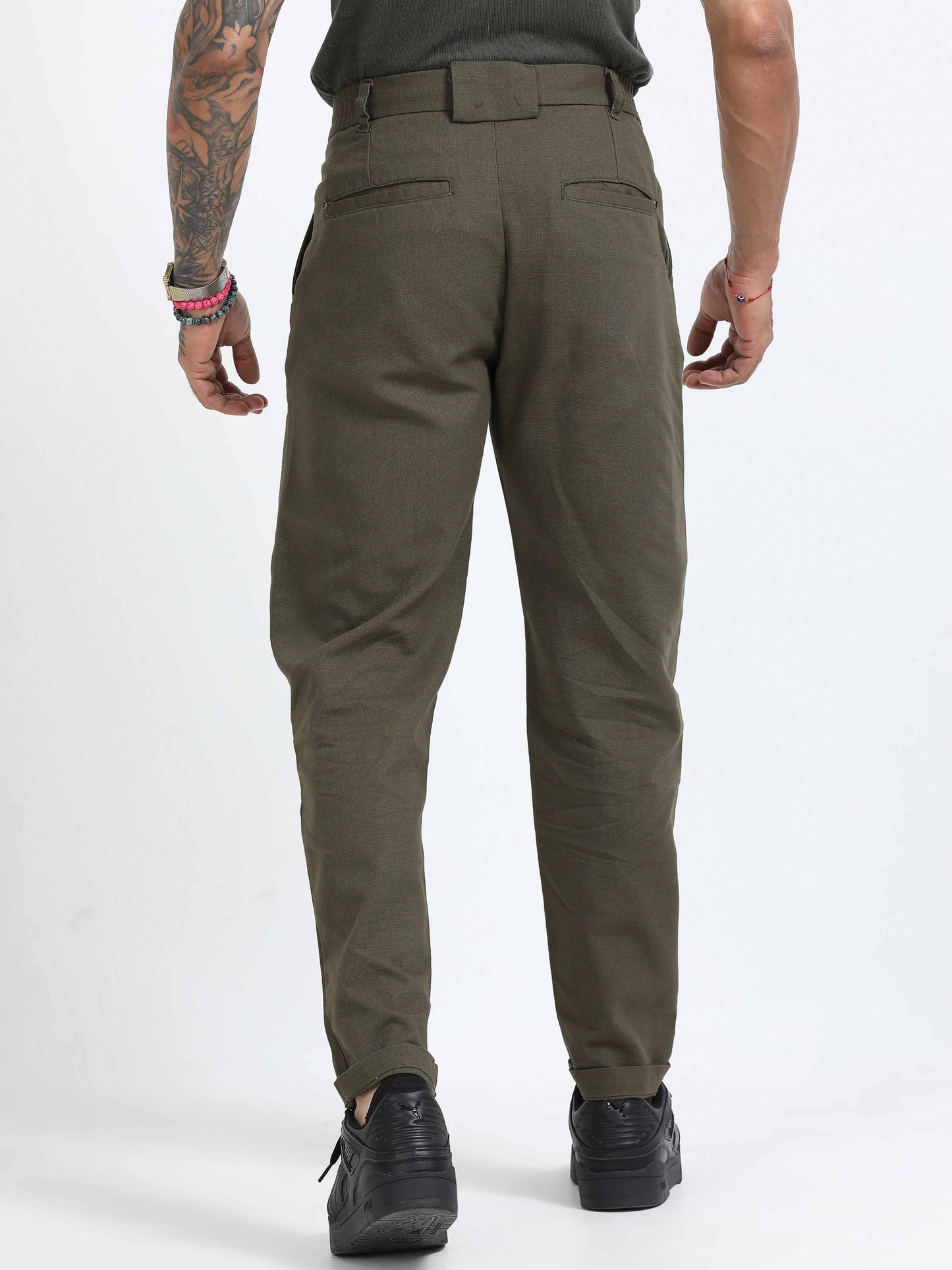 Elite Pleated Trouser - Linen Feels In Olive