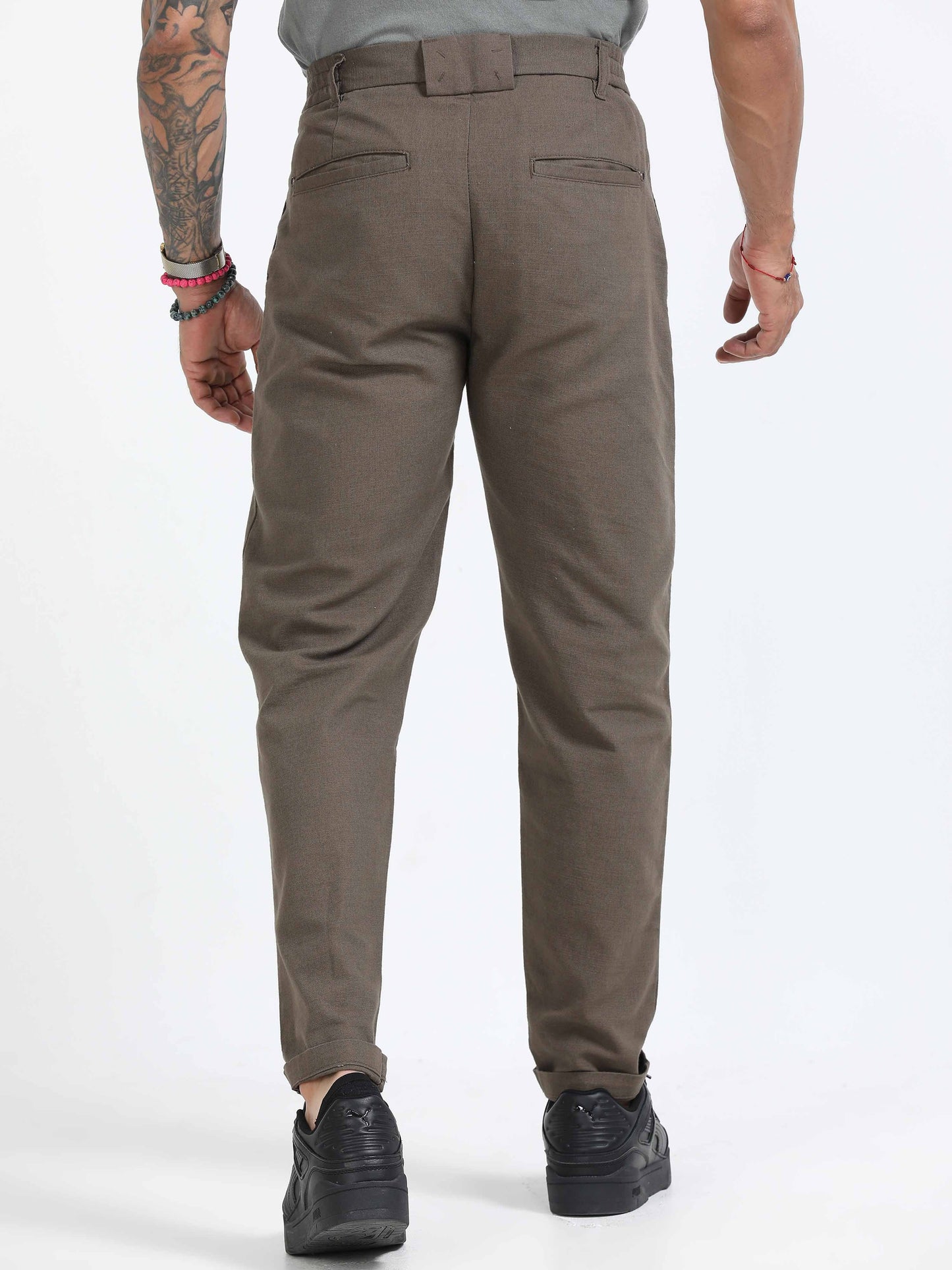 Elite Pleated Trouser - Linen Feels In Brown