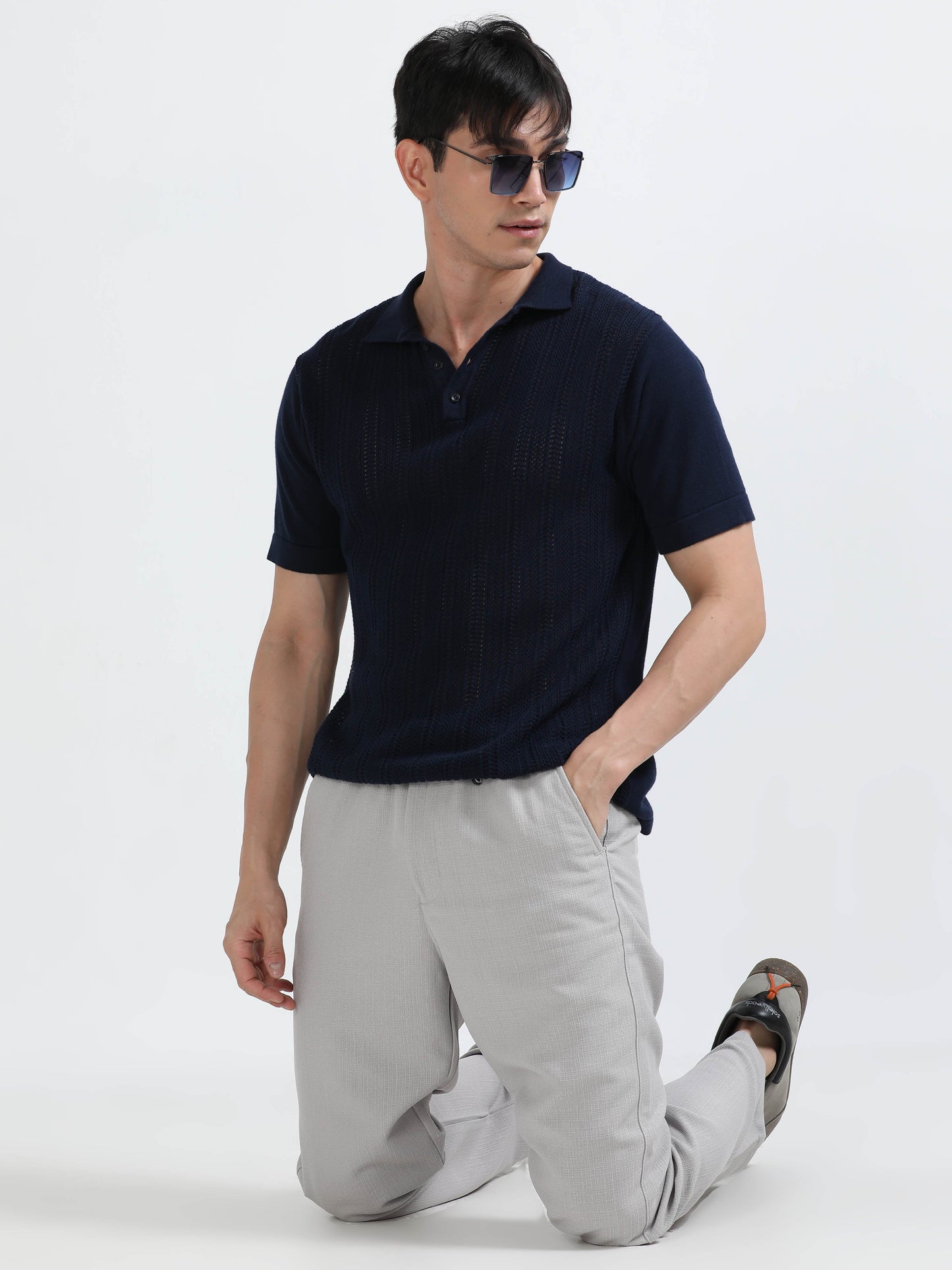 Men Lazy Linen Traveler Trouser-Stone