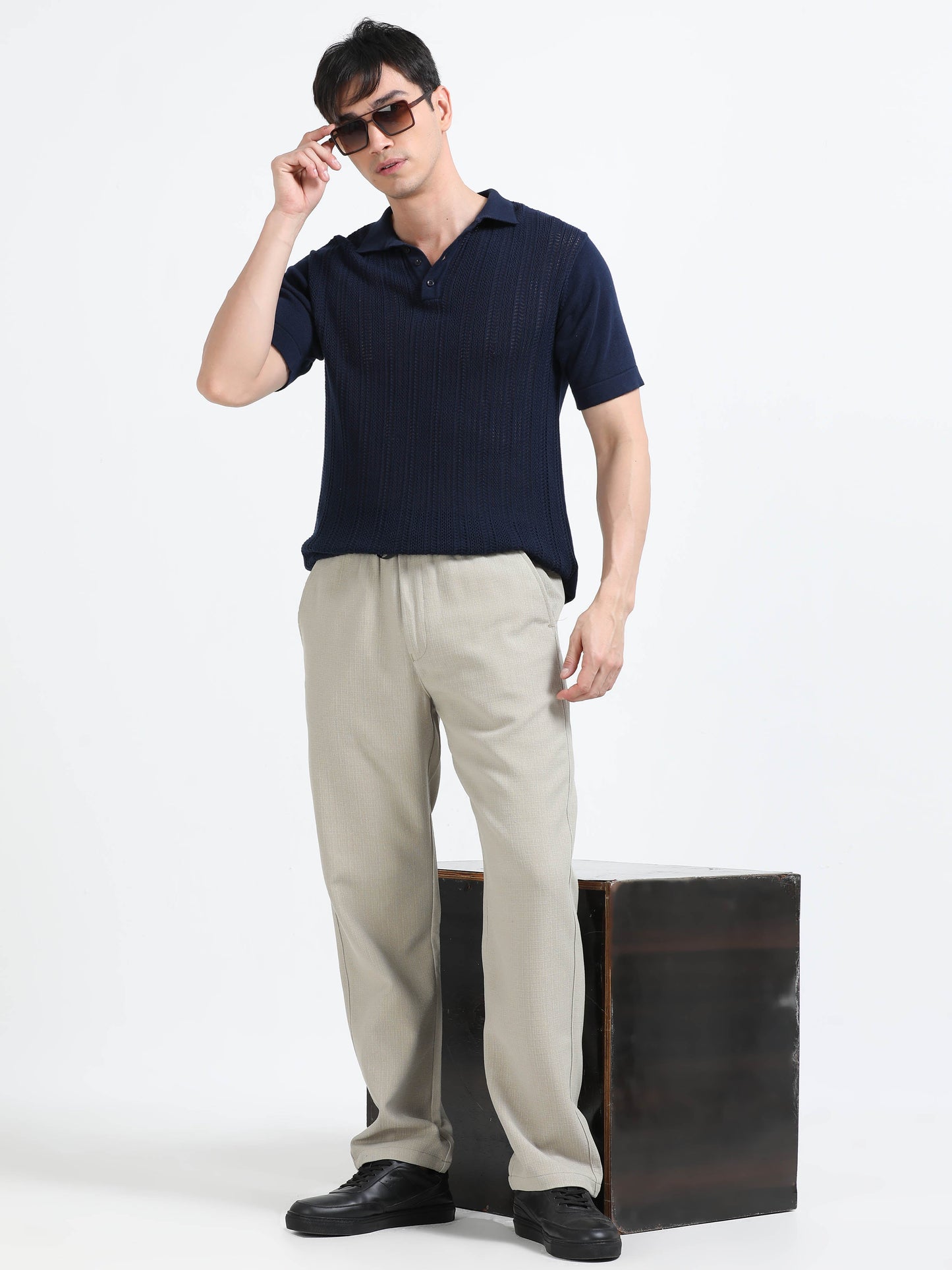 Men Lazy Linen Traveler Trouser-Beige