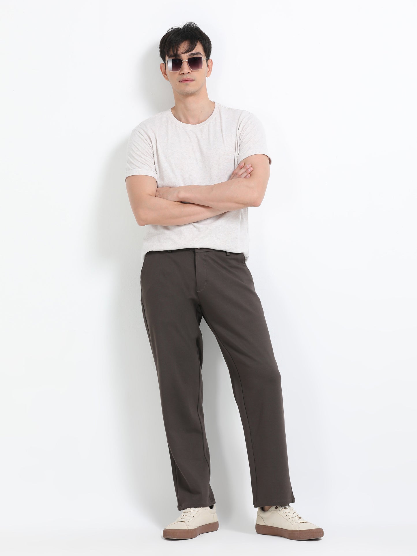 Men Tencil Leisure Trousers-Brown