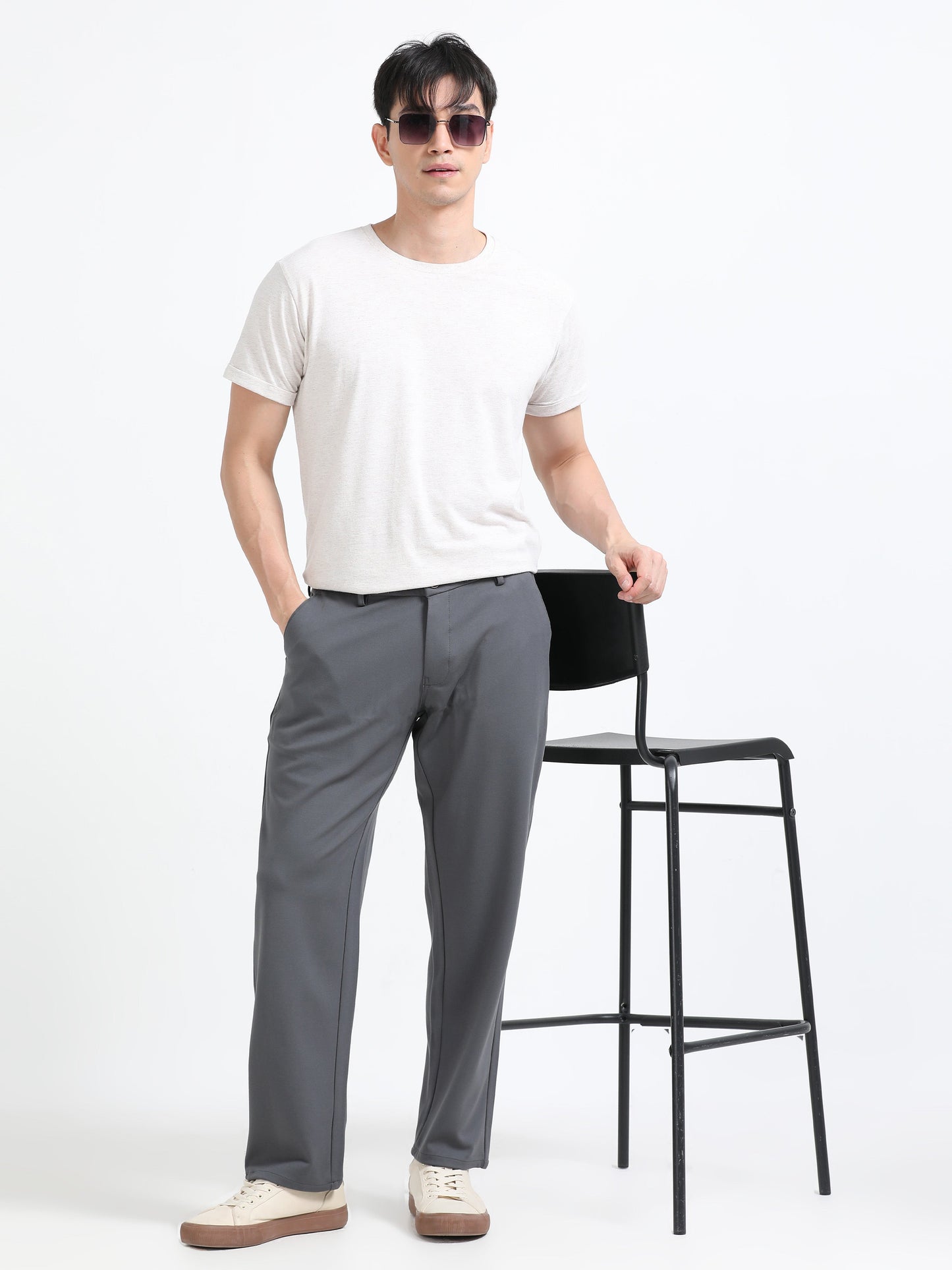 Men Tencil Leisure Trousers-Dk Grey